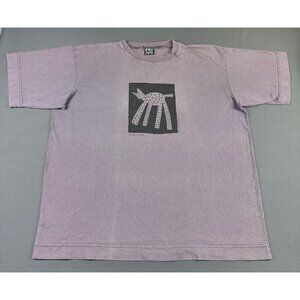 Rare Vintage Y2K Artworks Cow Dog Painting Drawing Art Arielle 2XL USA Made Tee